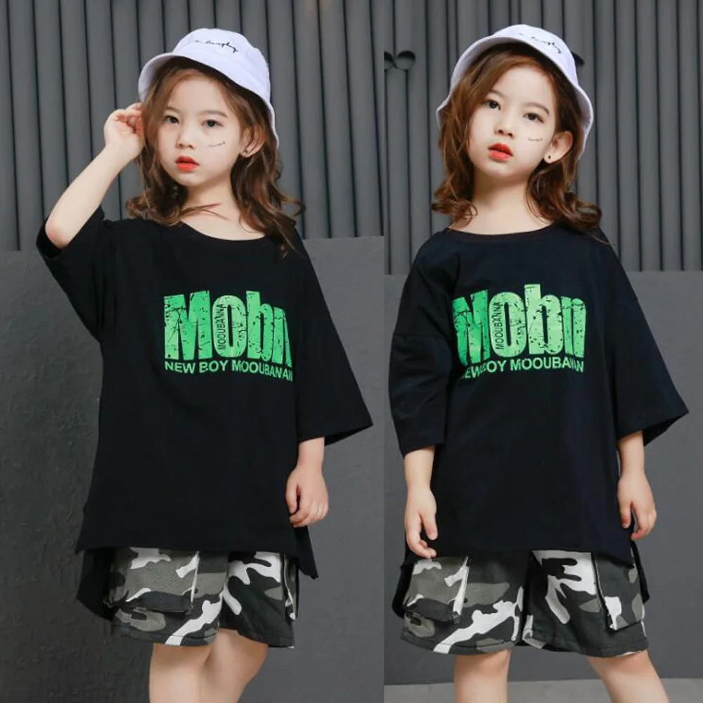 Детская одежда в стиле хип-хоп Повседневная футболка камуфляжные штаны для бега