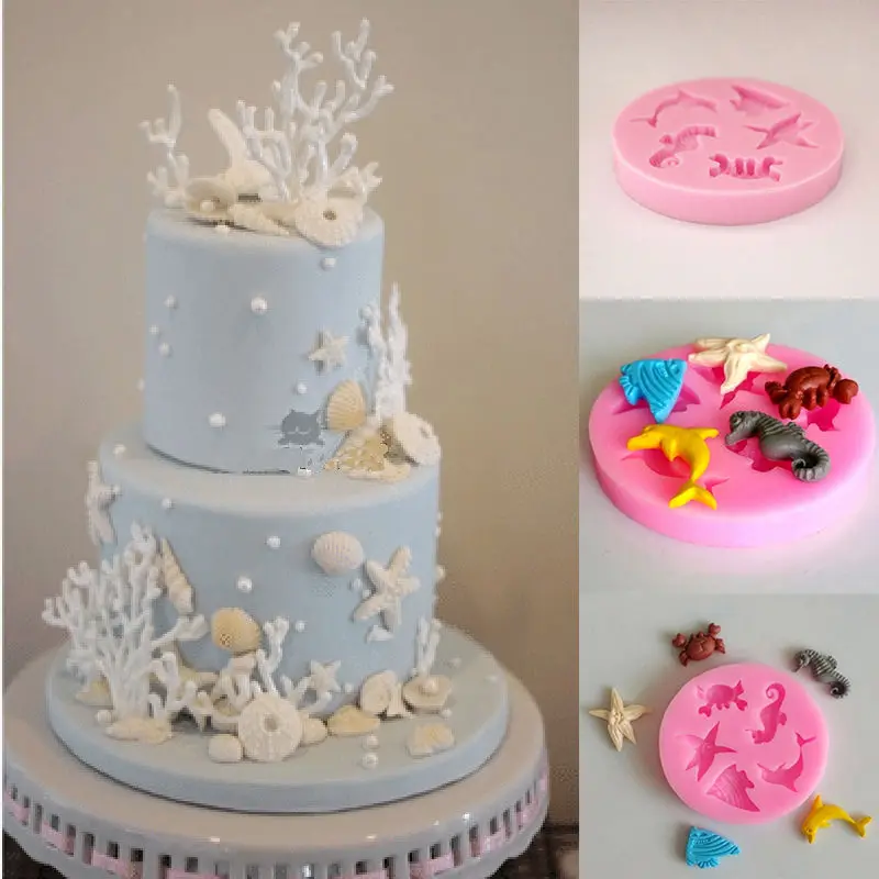 

NEW Sea Animal DIY Silicone Fondant Mould SugarCraft Cake Baking Decorating Tool