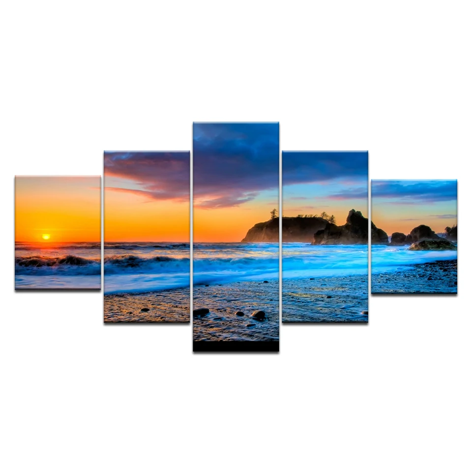 Модульная Настенная картина 5 шт. настенный постер на холсте с изображением пляжа