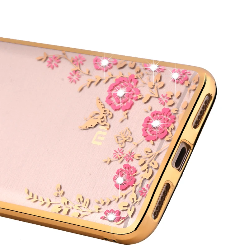 luxury Gold soft tpu phone back coque cover case for xiaomi redmi note 4 pro silicon silicone transparent diamond cases note4 |