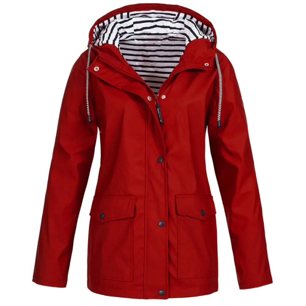 Уличная дождевая куртка на молнии водонепроницаемое пальто женская верхняя