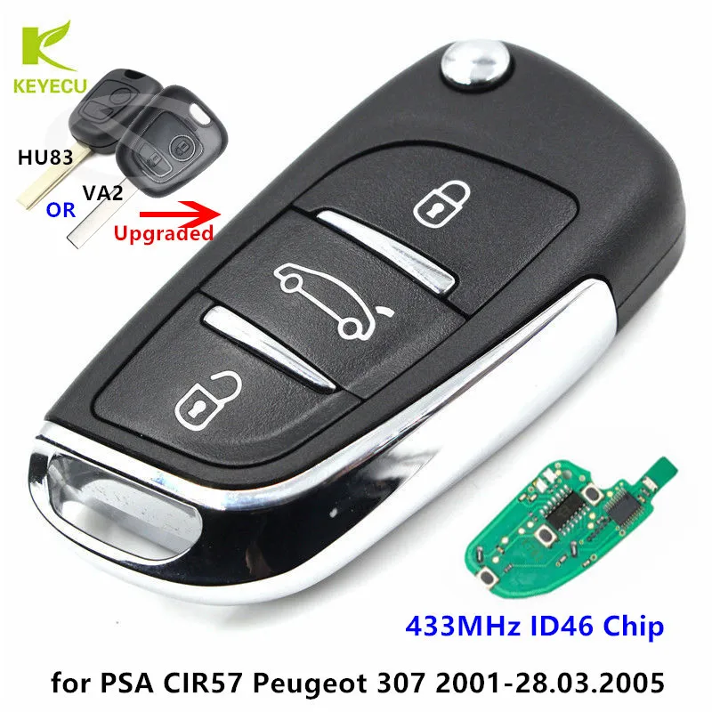 Обновленный флип модуль KEYECU 433 МГц чип ID46 для Peugeot 307 (2001 28/03/2005)|Ключ от авто| |