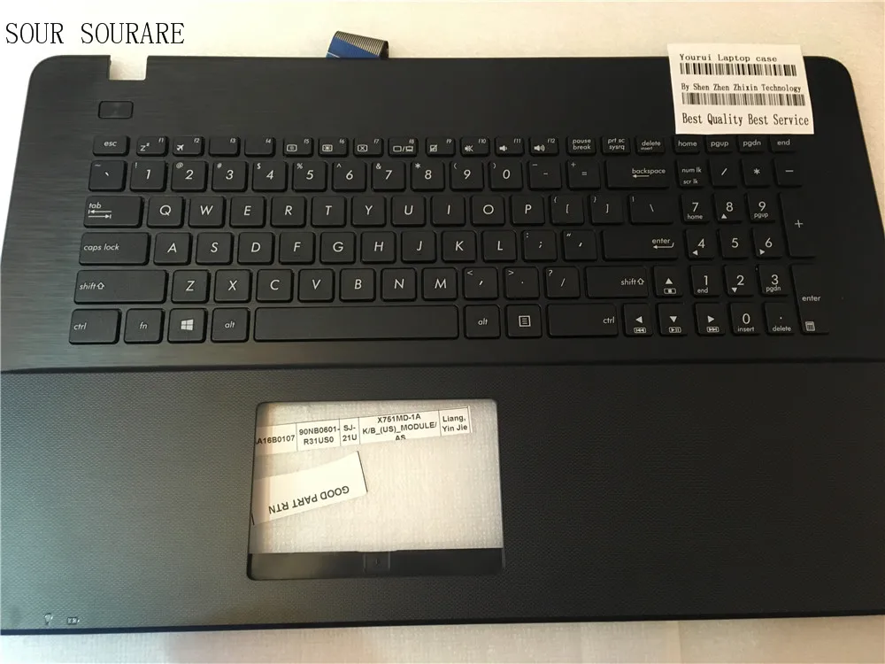 Чехол Four sourare для Asus F751 F751M F751MA F751MD K751M K751MA K751MD X751M X751MA Black C с черной клавиатурой