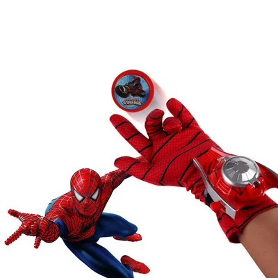 Spiderman Горячая супергерой Человек-паук Маска+ перчатки пусковая установка детская игрушка наручные пусковые установки Хэллоуин Косплей Костюм для детей подарок на вечеринку - Цвет: Spiderman