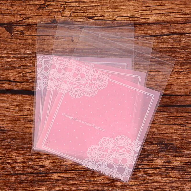 100 шт. светло розовые синие зеленые пакеты для печенья вечеринок самоклеющиеся