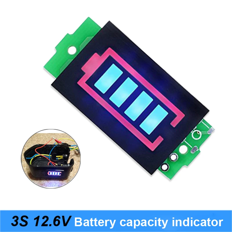 

3S 3 Series Lithium Battery Capacity Indicator Module 12.6V Blue Display Electric Vehicle Battery Power Tester Li-po Li-ion AU2