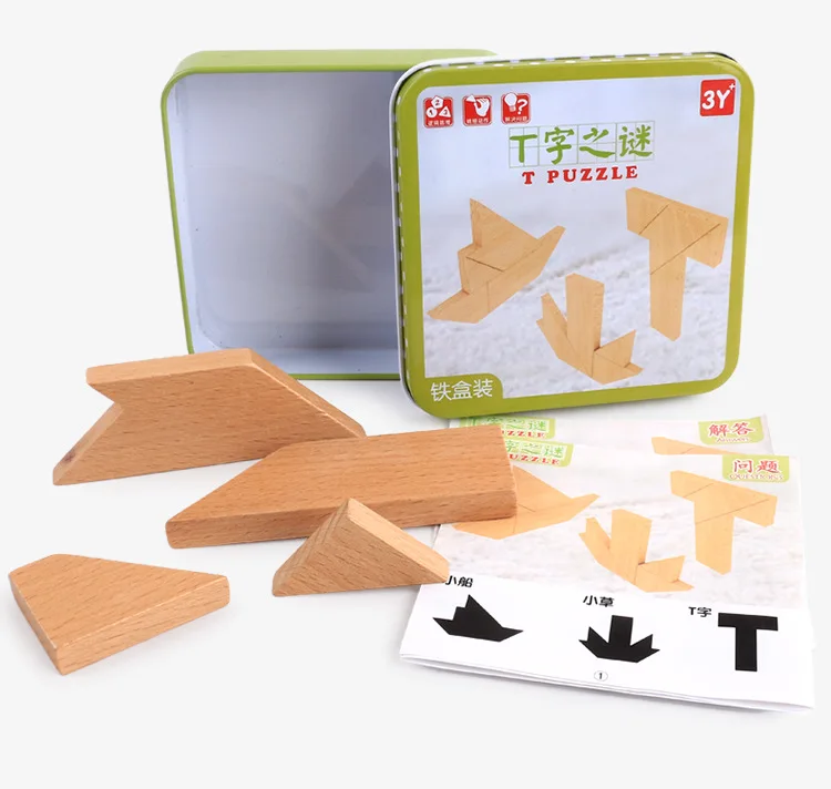 Деревянная головоломка Tangram из 7 частей красочная квадратная для детей DS9|Пазлы| |