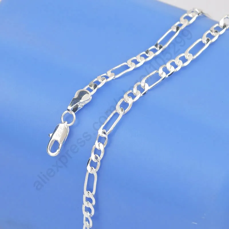 

One Piece Retail Nice 16-24Inch Fashion 925 Sterling Silver Nice Figaro Necklace Chain Jewelry Fit For Man Woman 4mm