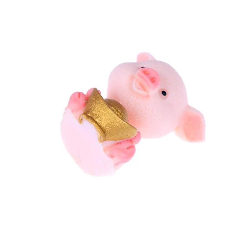 Cute Pig Gold Ingot Family Animal Model Figurine Miniature Garden Decoration Accessories Statue Resin Craft Figure Home Decor | Дом и сад
