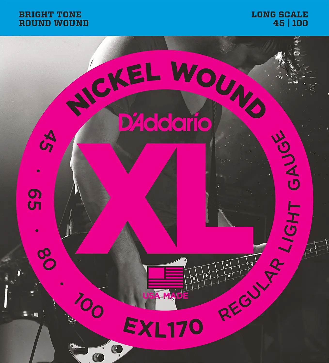 EXL170 D'Addario с никелевой обмоткой Бас Гитары Струны, длинные весы EXL160 EXL165 EXL170 EXL190 EXL220 - Цвет: EXL170