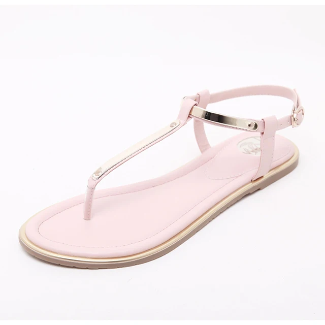 Pink YIKUYUBO/; модные сандалии на плоской подошве для женщин; летние женские туфли-лодочки; босоножки на ремешке с пряжкой; Цвет Черный; большие размеры; пляжные женские сандалии - Цвет: Pink