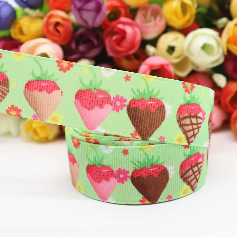 10 ярдов Grosgrain лента клубника торт печатная 1 &quot25 мм пробки для бутылок DIY ремесла