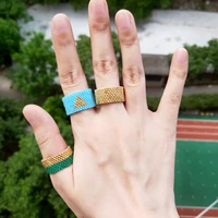fairywoo boho women men wedding ring set geometric fashion jewelry gold ring miyuki beaded handmade friendship gift gothic rings