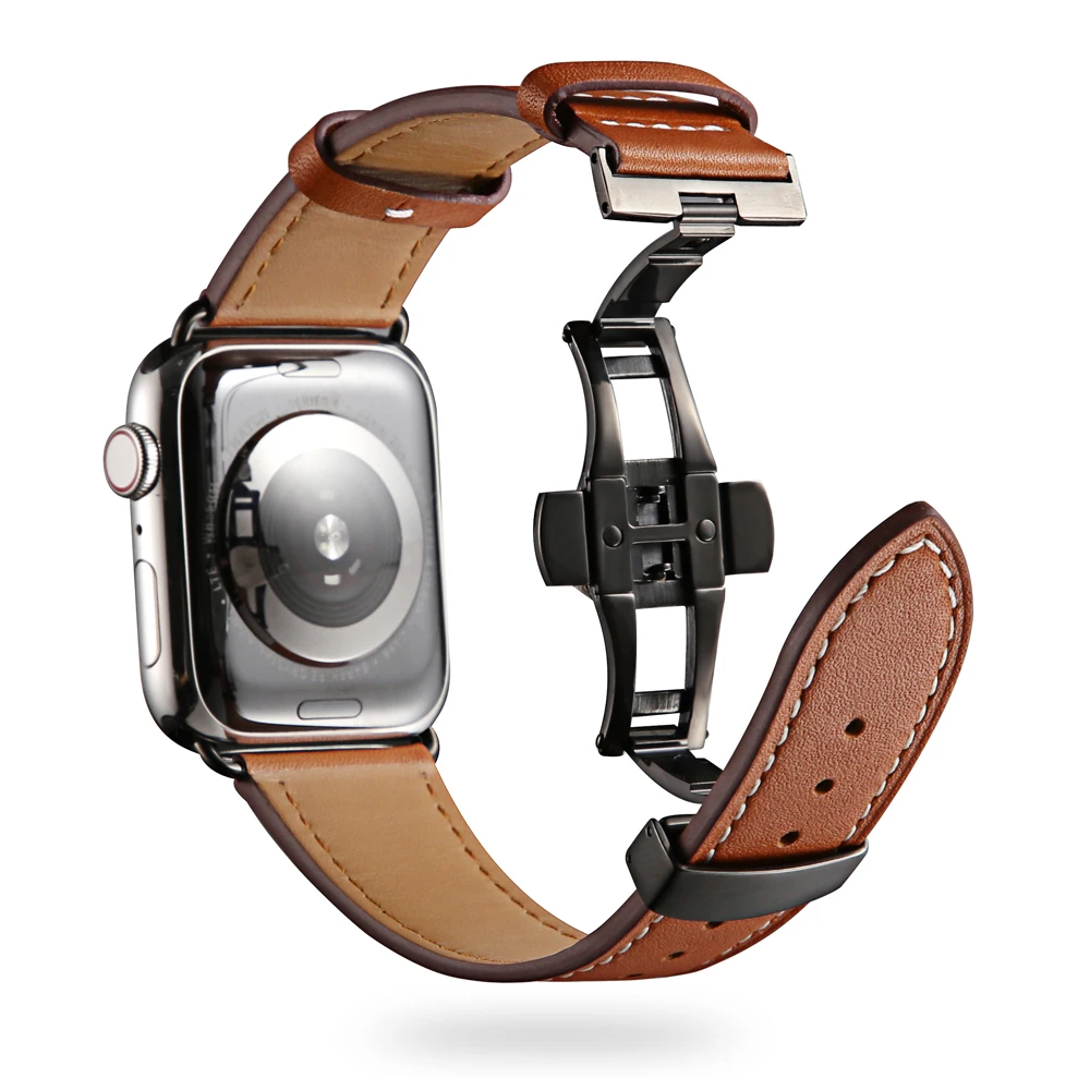Кожаный ремешок для apple watch группа 4 44 мм 40 Iwatch Корреа 42mm 38 наручный ремень серии 3 2 1