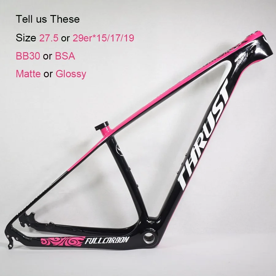 Упорная велосипедная карбоновая рама для велосипеда mtb 29er 27,5 er BSA BB30 карбоновая велосипедная рама 2 года гарантии - Цвет: pink