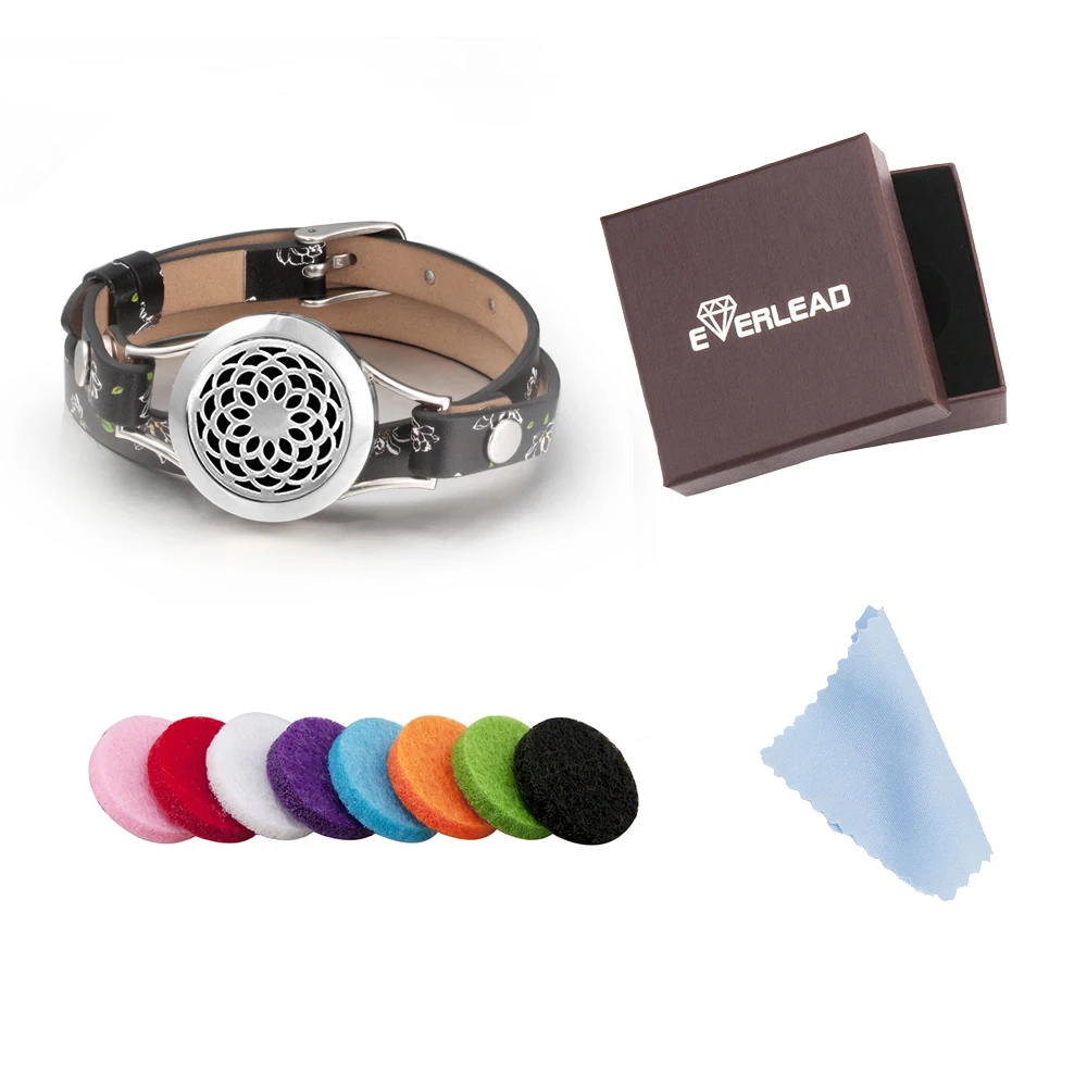 Кожаный браслет EVERLEAD с натуральными цветами ароматерапия диффузор духов