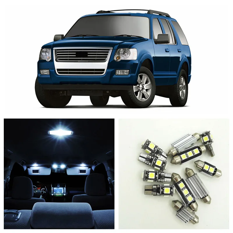10 шт. белый светодиодный светильник Интерьер посылка комплект для Ford Explorer 2006 2007