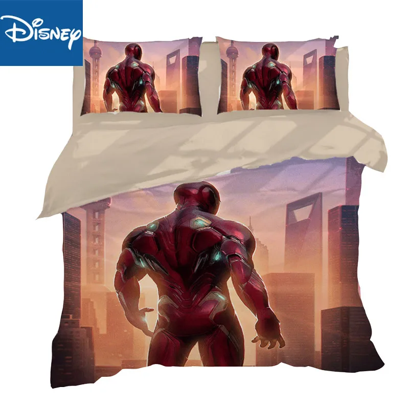 

twin size Iron man duvet cover set 3/4pcs single bed linen girl boy bedding set cartoon kid disney pillow case cover hot sale