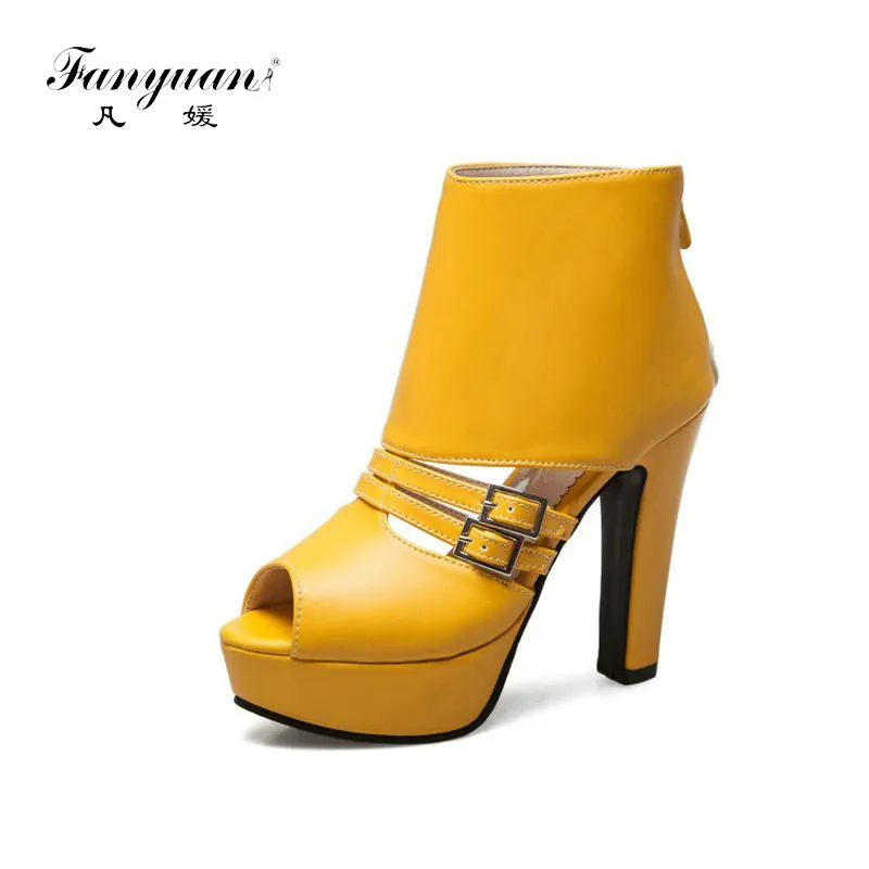 

Fanyuan/Женская обувь «Гладиатор»; Туфли на высоком каблуке женские ботинки на сезон осень-лето, с открытым носком, на платформе; Туфли на шпиль...