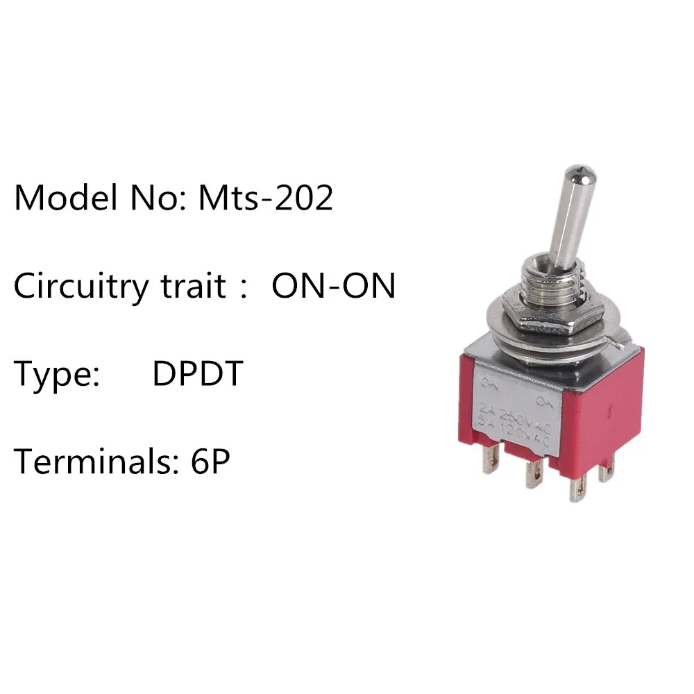 1 шт. миниатюрный тумблер красный Mts-102 MTS-101 MTS-202 MTS-303 MTS-402 250V 2A 125V 5A - Цвет: MTS-202
