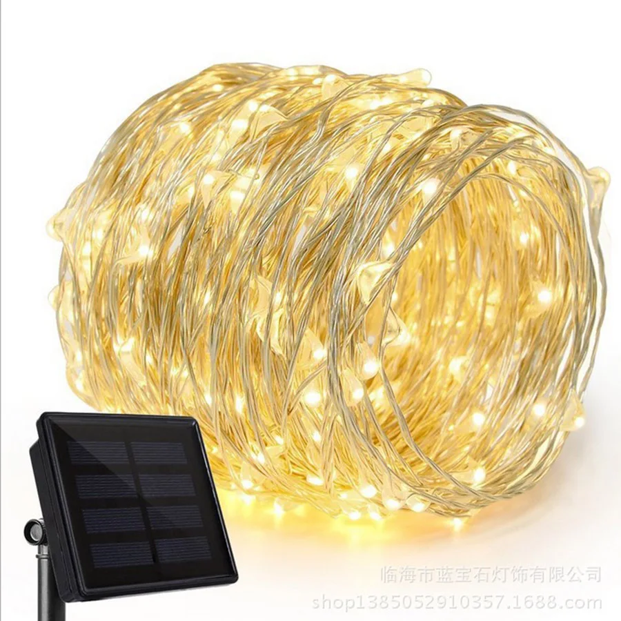 HANMIAO 100LED Солнечный свет струны открытый Рождество Новый год праздничный Декор