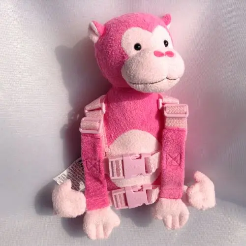 pink monkey 2 в 1 приятель детские игрушечные рюкзаки с безопасным бретельки; забавные плюшевые жгут с анти-потерянный ремешок 30 моделей - Цвет: pink monkey