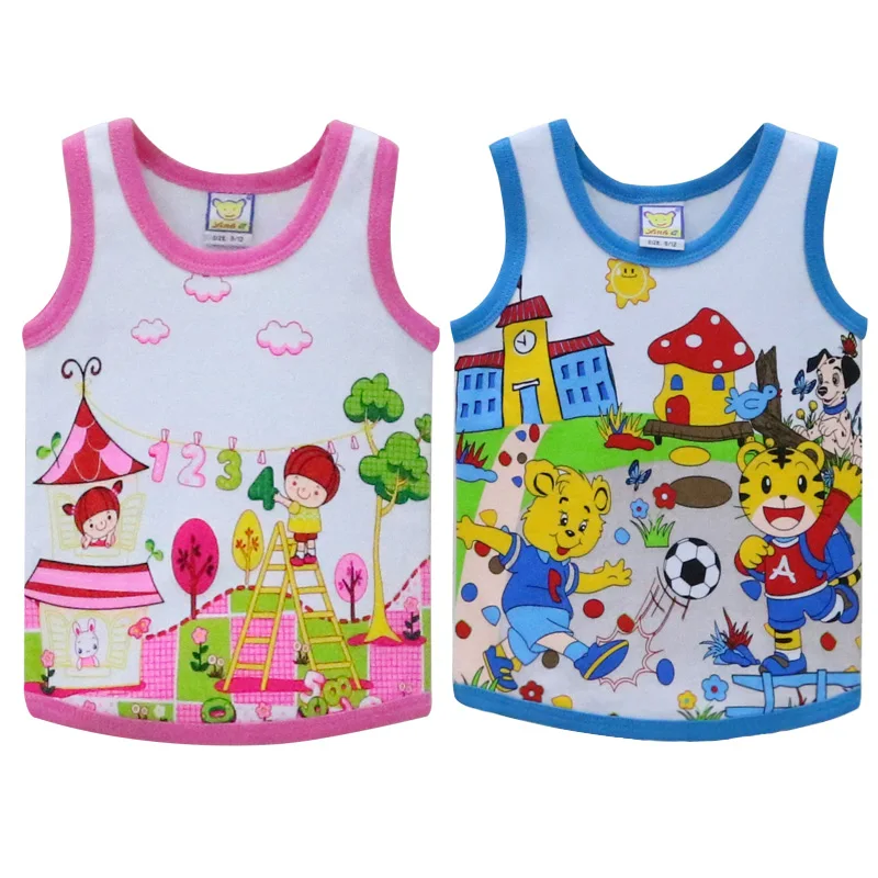 2StyleD7 Детские топы для детей 2-4 лет; рубашки без рукавов из хлопка; разных цветов - Цвет: 2StyleD7