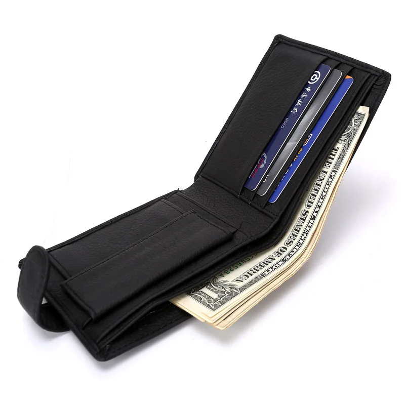 Genuine Leather Men Small Mini Thin Bifold Wallet Real Cowhide Slim Casual Money Short Purse New Design Hot Sale Soft Coin Pouch
