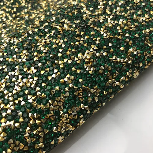 green gold Серебряные стразы для отделки, 1 шт./лот, 24*20 см/лист, Серебряные стразы с прозрачным кольцом, свадебные украшения, букет невесты - Цвет: green gold