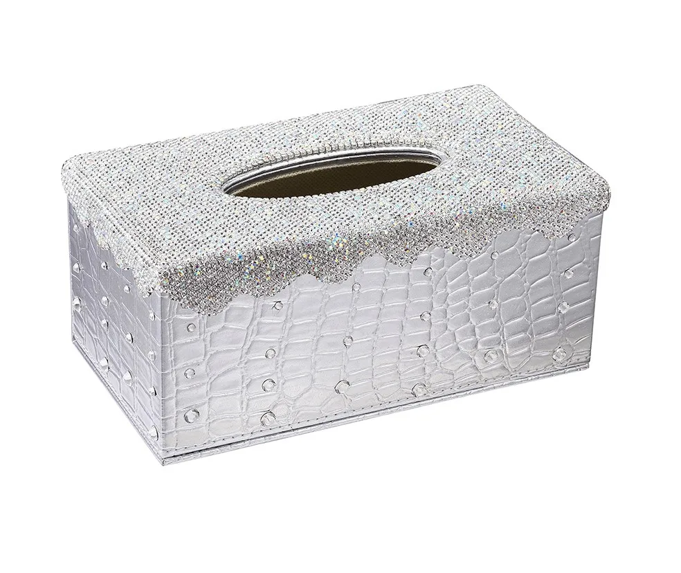 Shinny Car Organizer Cover Case For Paper Tissue Box Cover Rectangular Holder for Home Car Office Decor - Color Name: Orange