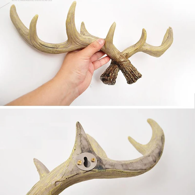 Ретро вешалка для пальто украшение оленьи рога голова оленя животное подвесной