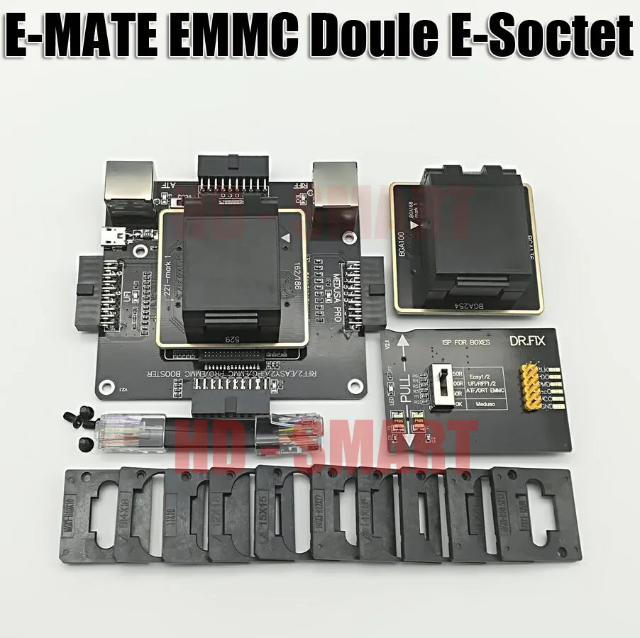 E MATE box Emate box двойной E-Socket поддержка BGA153, 169162186221529100136168254 UFI box, Медуза легкий JTAG BOX
