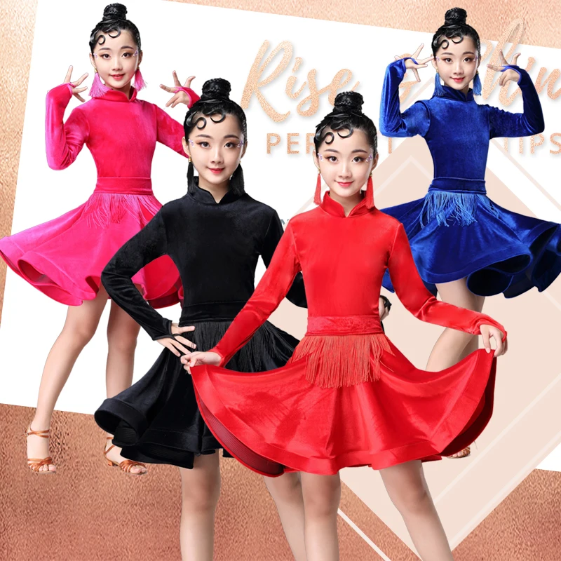 

2019 rumba samba children samba cha cha tango skirt standard salsa girls Spandex latin dresses for dancing ballroom dance dress