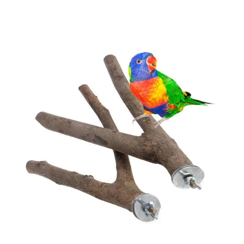 1 PC 15/20 centimeters Parrot Raw Wooden Fork Tree Branch Stand Rack Toy Hamster Birdhouse Cage Props | Дом и сад