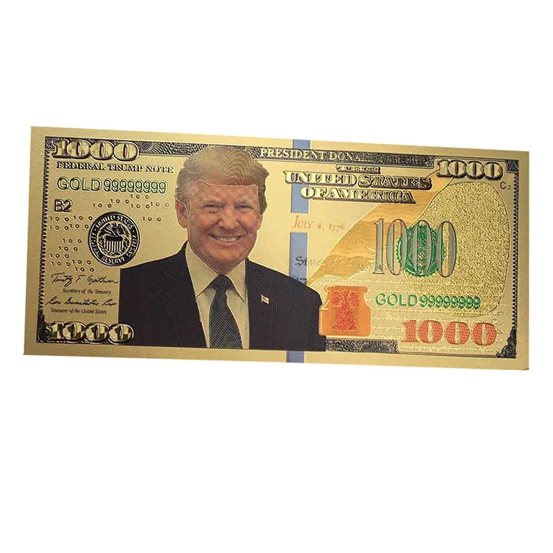 Пластиковая памятная монета Трамп Золотая фольга банкнота Золотая фольга креативная памятная монета