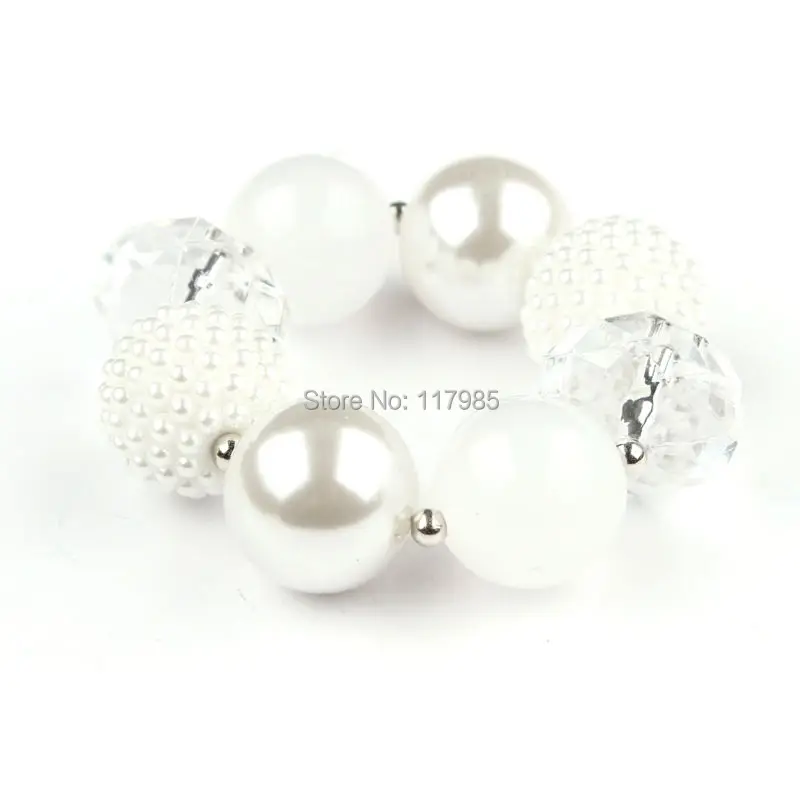 Рождественский подарок 3 шт. чистый белый серебряный браслет с бусинами