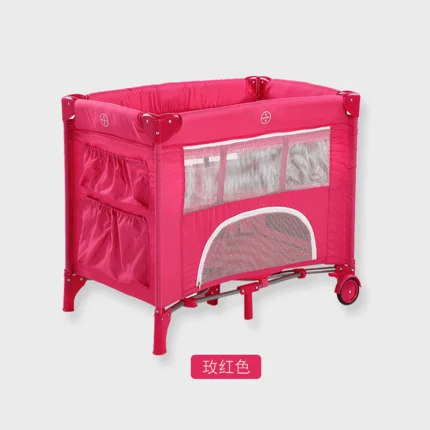 rose red Многофункциональная складная детская кроватка для младенцев от 0 до 1 лет, портативная детская игровая кровать для путешествий - Цвет: rose red