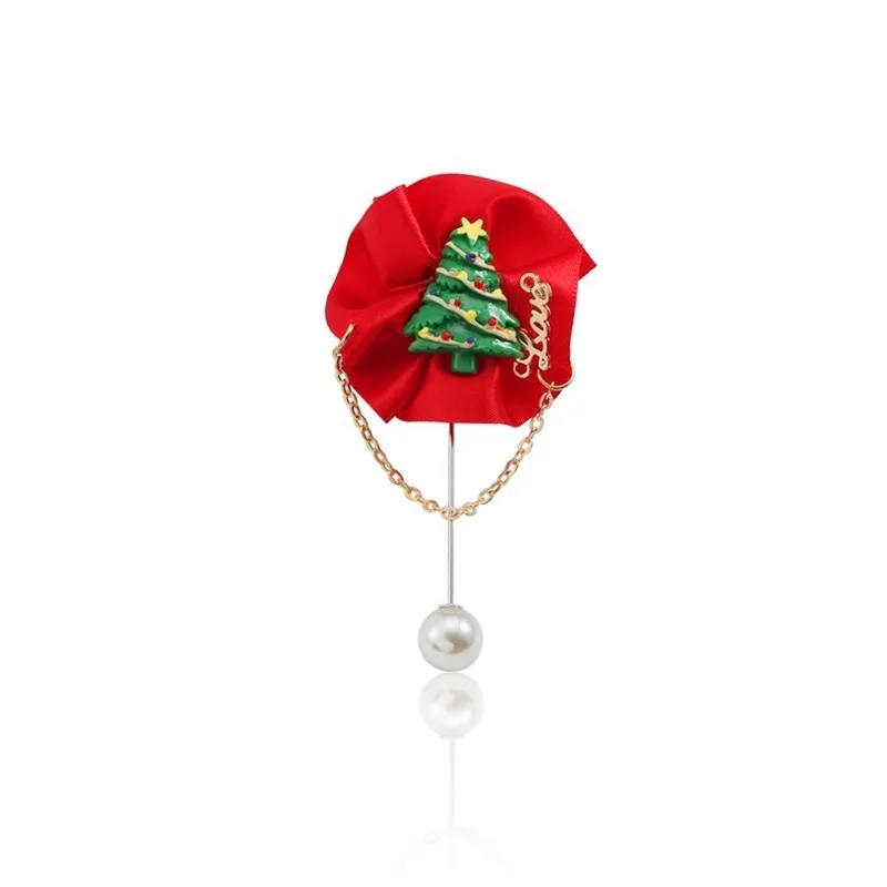 Flower Xmas Tree Рождественская брошь на булавке со стразами, эмаль, рождественская елка, колокольчик, Санта-Клаус, снеговик, венок, броши для женщин, рождественское ювелирное изделие, броши - Окраска металла: Flower Xmas Tree