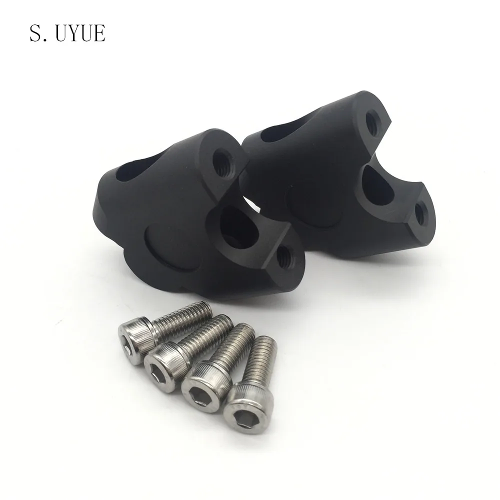 black Мото CNC алюминиевый руль Riser зажим Крепление конус 2 шт 7/" 22 мм для triumph KTM Honda Yamaha Suzuki Kawasaki - Цвет: black