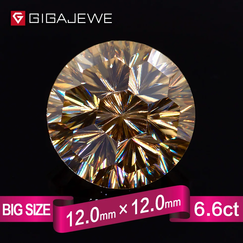 GIGAJEWE Новый Ограненный желтый камень 7 карат 12 мм оптом синтетический Муассанит