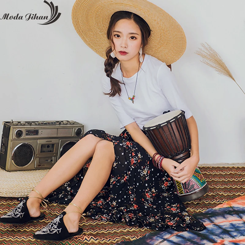 Женская длинная шифоновая юбка Moda Jihan летняя пляжная с асимметричным подолом и