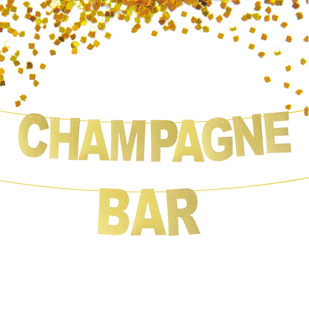 Золотая блестящая гирлянда для шампанского. Новый год баннер свадьба/баннер