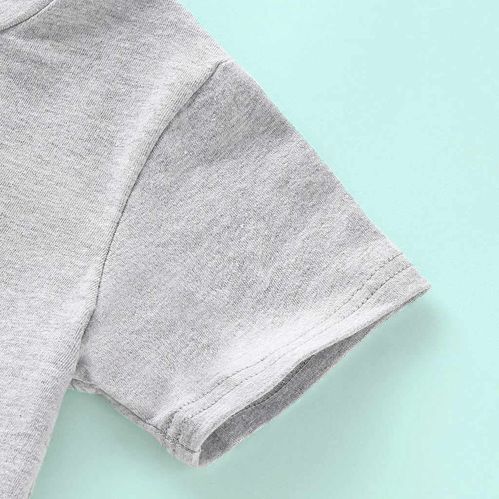 Хлопковый летний костюм для мальчиков Детская футболка с буквенным принтом