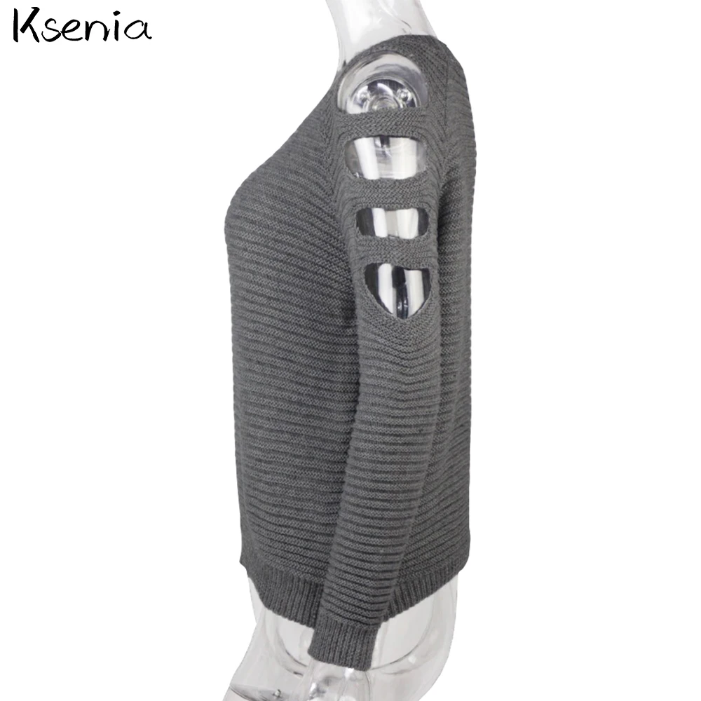 Ксения без бретелек свитер Мода Повседневное круглым вырезом женские свитера и