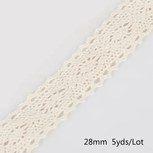 Ivory6 28mm 5 ярдов/партия, белые, черные, бежевые хлопковые кружева, отделка, сделай сам, домашняя одежда, края, обертывание, хлопок, лента, хлопок, материал - Цвет: Ivory6 28mm
