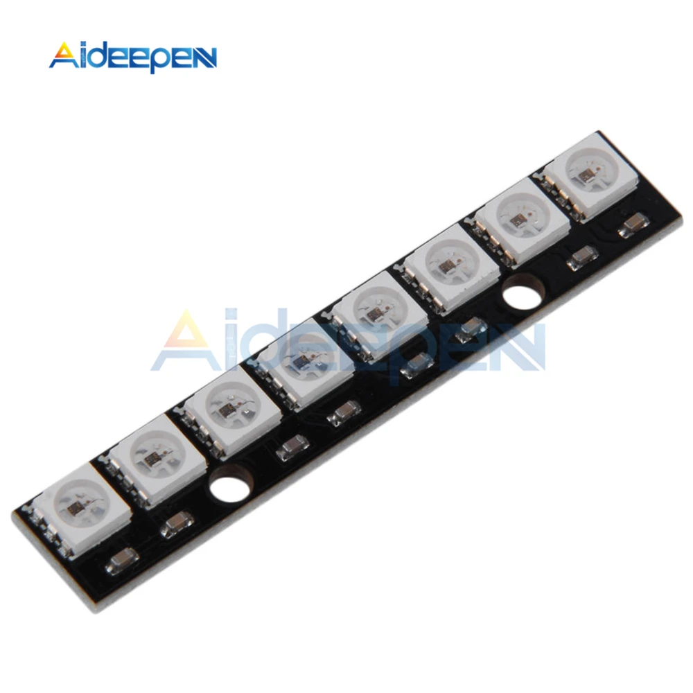 WS2812 WS2812B WS 2811 5050 RGB Светодиодная лампа панель модуль 5 в 8 канальный битный Радужный