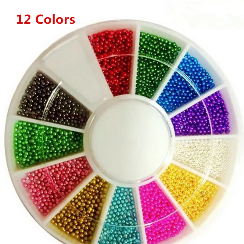 Гвоздь 12 цветов стали бусины Шпильки для ногтей металлическая Икра дизайн колеса