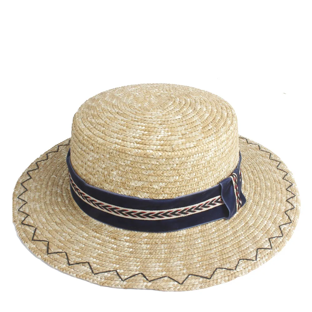Ручной работы из пшеничной соломы Для женщин Солнцезащитная шляпа летняя