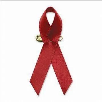 

100pcs Red AIDS Awareness Ribbon bow Pin Satin Ribbon Bow Charms Free shipping