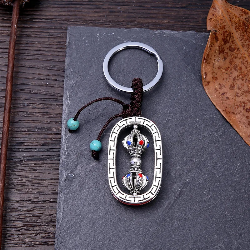 Винтажный религиозный буддийский инструмент Vajra брелок с шестью символами